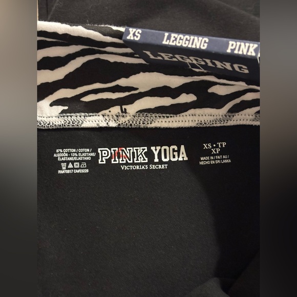 Victoria's Secret Black Leggings with Zebra and Pink Accents - Picture 3 of 5